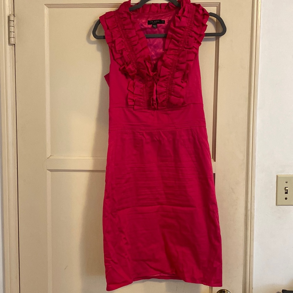 Ted Baker Pink Fuschia Holiday Dress Ruffle